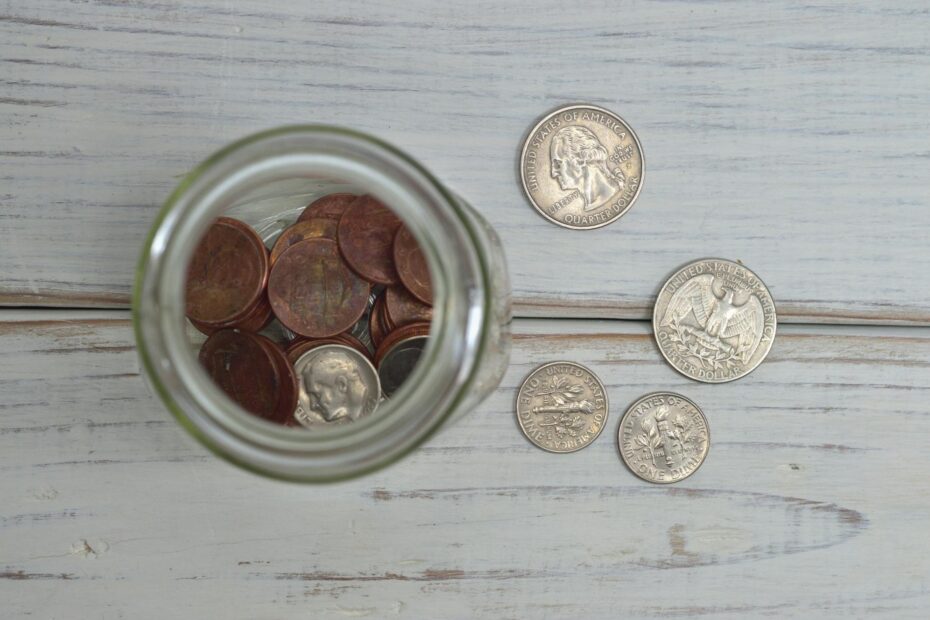 Illustration of a piggy bank with coins and a dollar sign, symbolizing frugal living.
