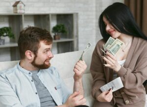 Couple discussing finances and future plans