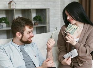 Couple discussing finances and future plans